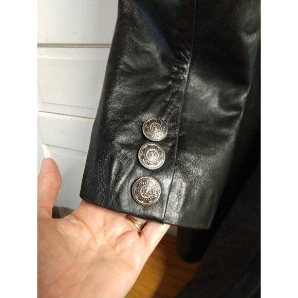 My Style 3XL Black Leather Victorian Gothic Coat W/Double-Breasted Buttons & Cor - Picture 5 of 13